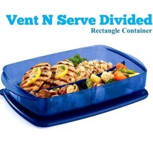 Tupperware Vent N Serve Divided Dish - NEW - Blue - Microwave/Freezer